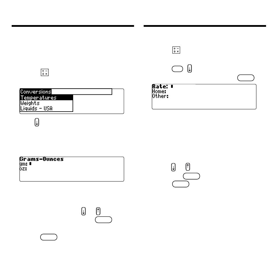 Using the converter, Making metric conversions, Making currency conversions | Franklin Spanish Professor DBE-1440 User Manual | Page 25 / 29