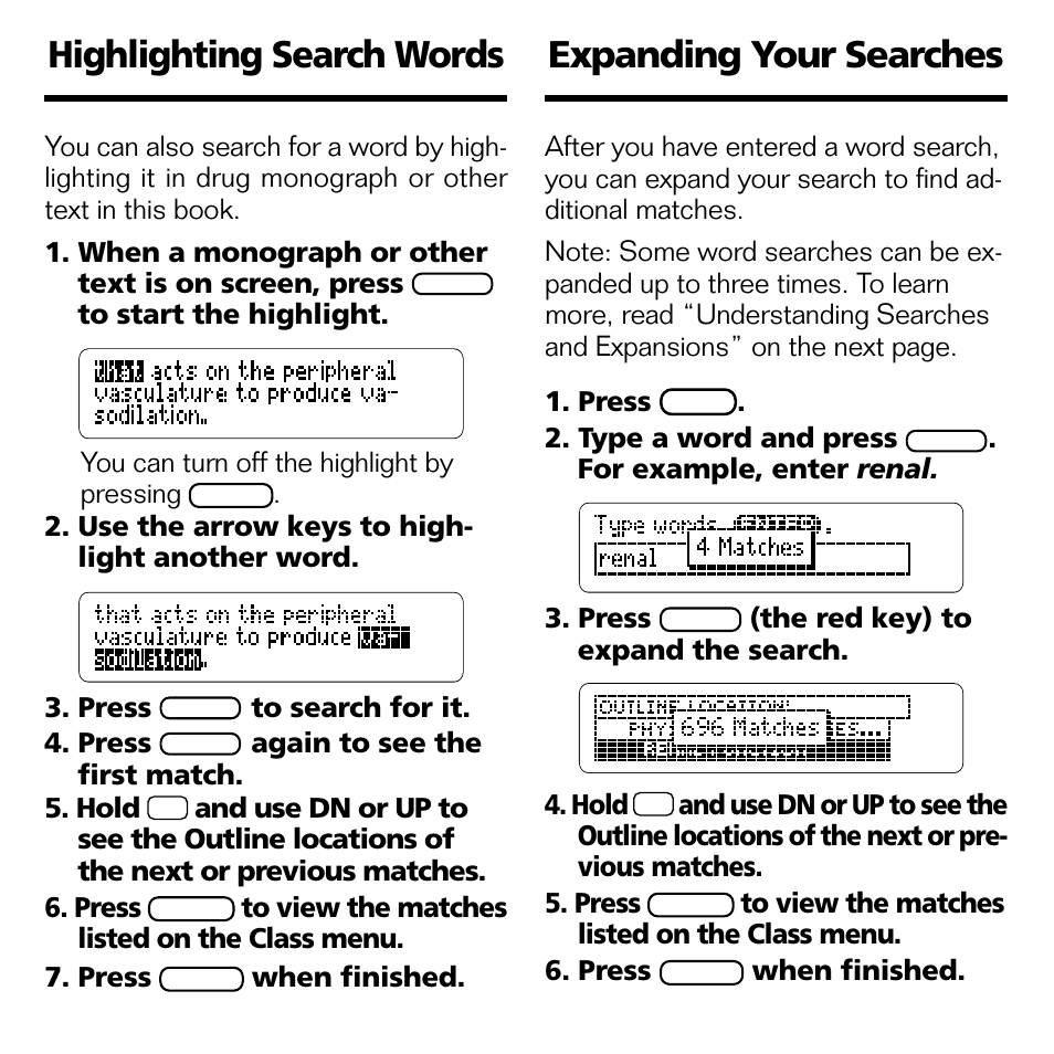 Highlighting search words expanding your searches | Franklin Nursing97 Drug Handbook NDH-2062 User Manual | Page 12 / 20