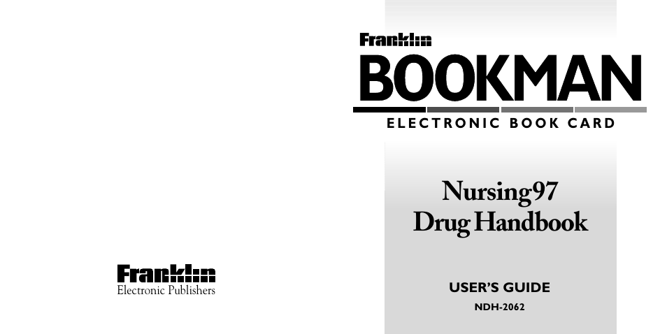 Bookman, Nursing97 drug handbook | Franklin Nursing97 Drug Handbook NDH-2062 User Manual | Page 20 / 20