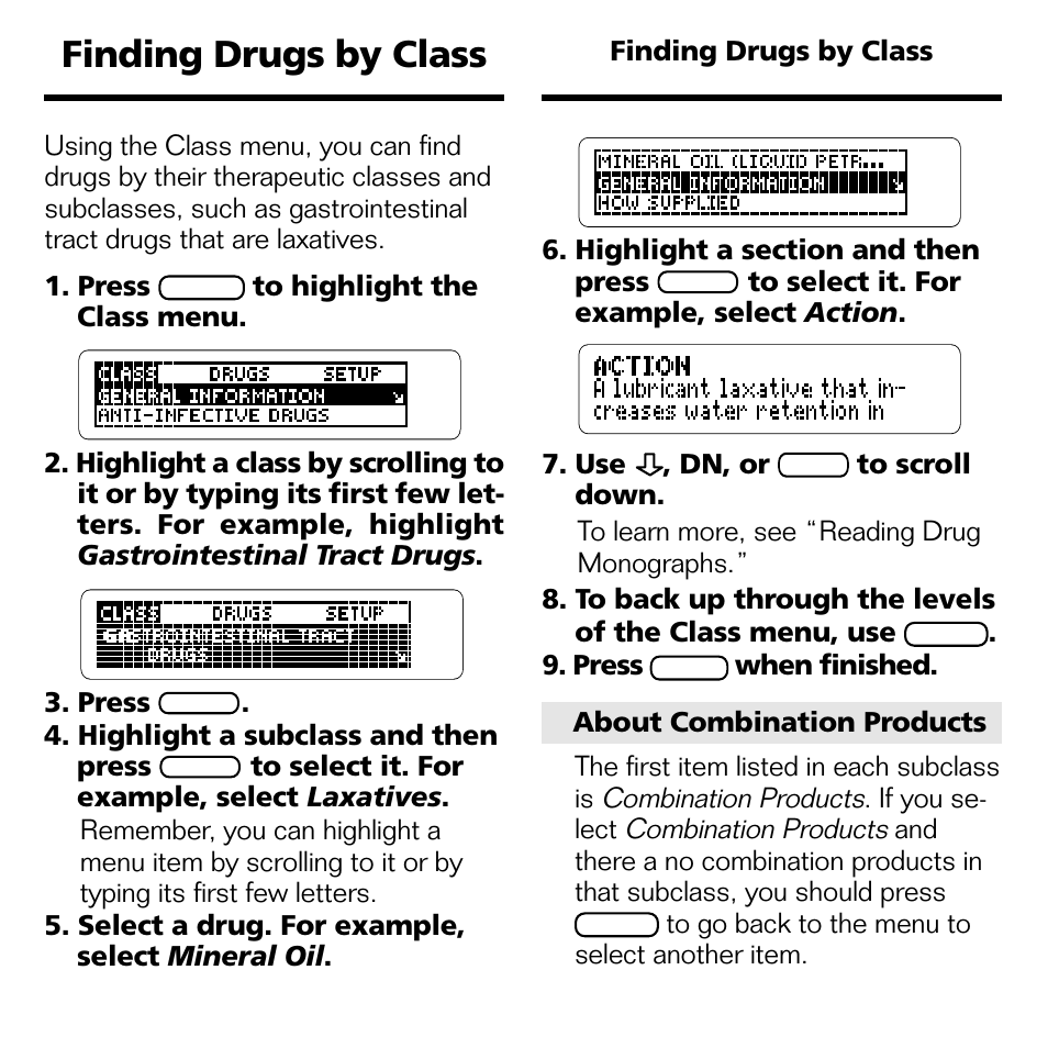 Finding drugs by class | Franklin Nursing97 Drug Handbook NDH-2062 User Manual | Page 9 / 20