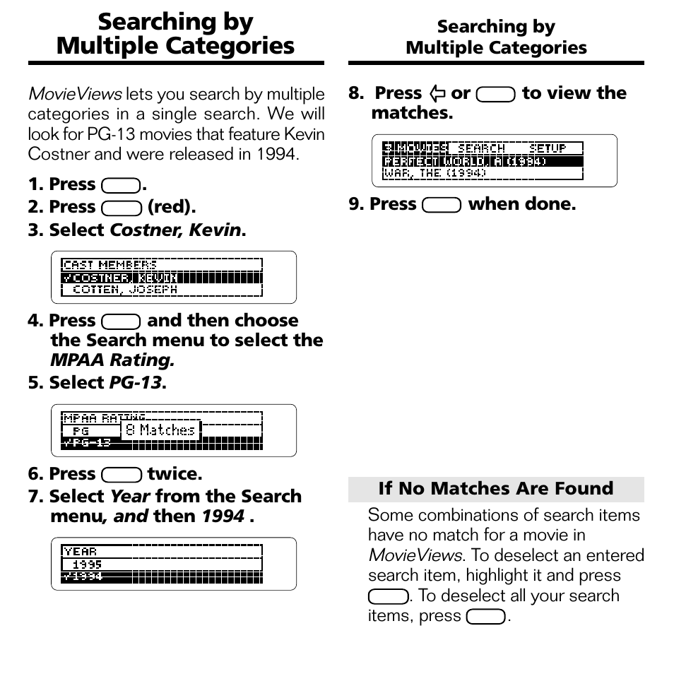 Searching by multiple categories | Franklin FLX-2074 User Manual | Page 13 / 19
