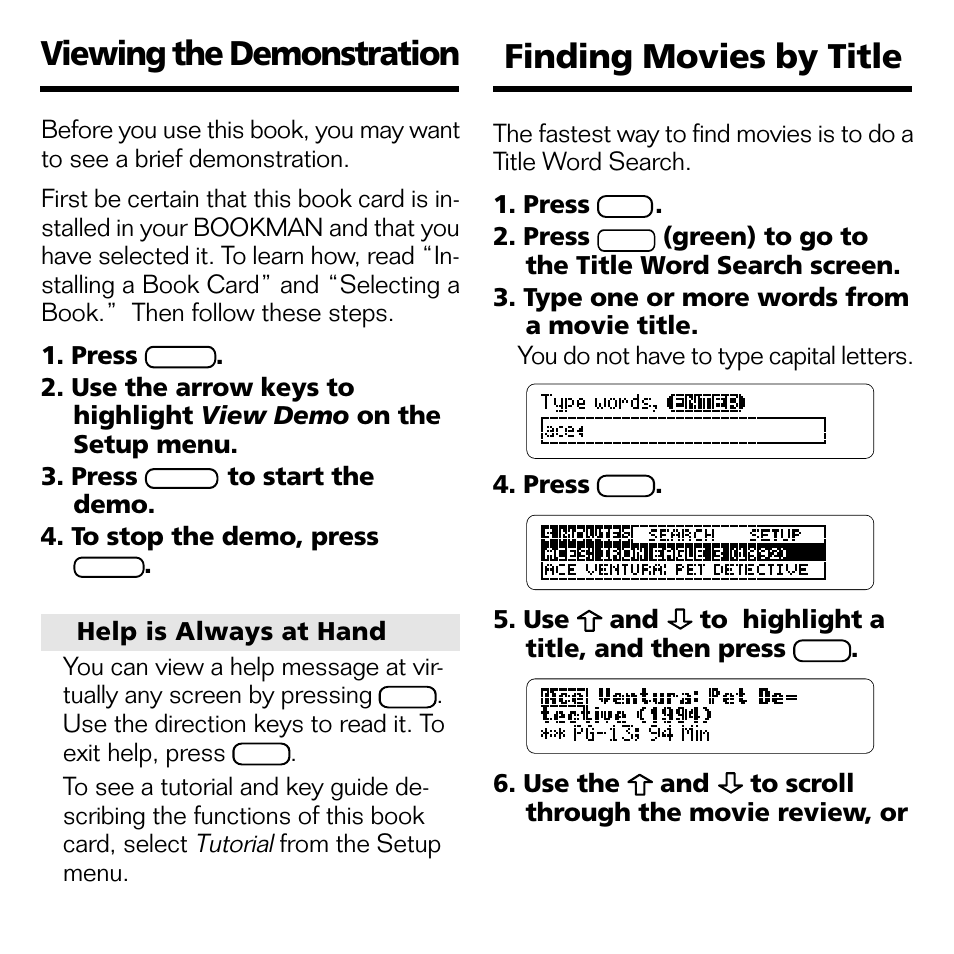 Viewing the demonstration, Finding movies by title | Franklin FLX-2074 User Manual | Page 7 / 19