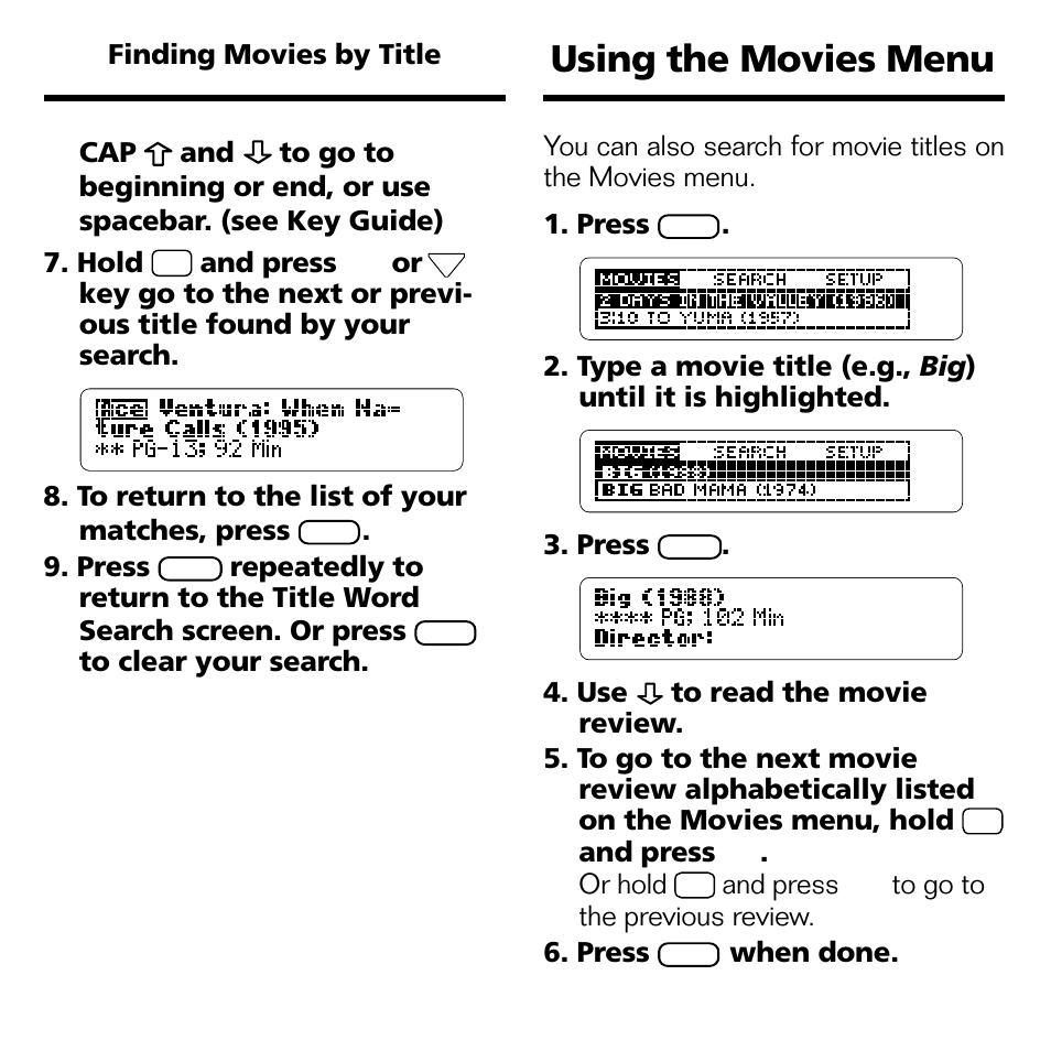 Using the movies menu | Franklin FLX-2074 User Manual | Page 8 / 19