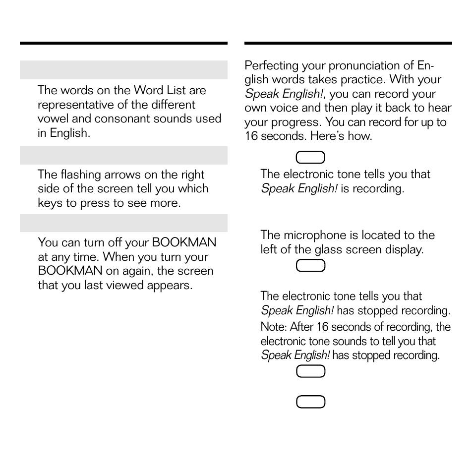 Recording and hearing your voice | Franklin SPEAK ENGLISH! ESL-580 User Manual | Page 10 / 20