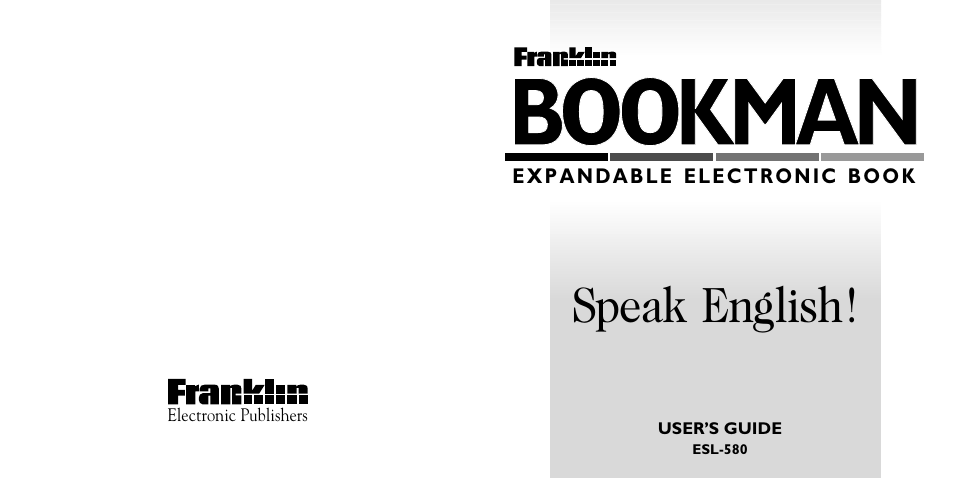 Bookman, Speak english | Franklin SPEAK ENGLISH! ESL-580 User Manual | Page 20 / 20