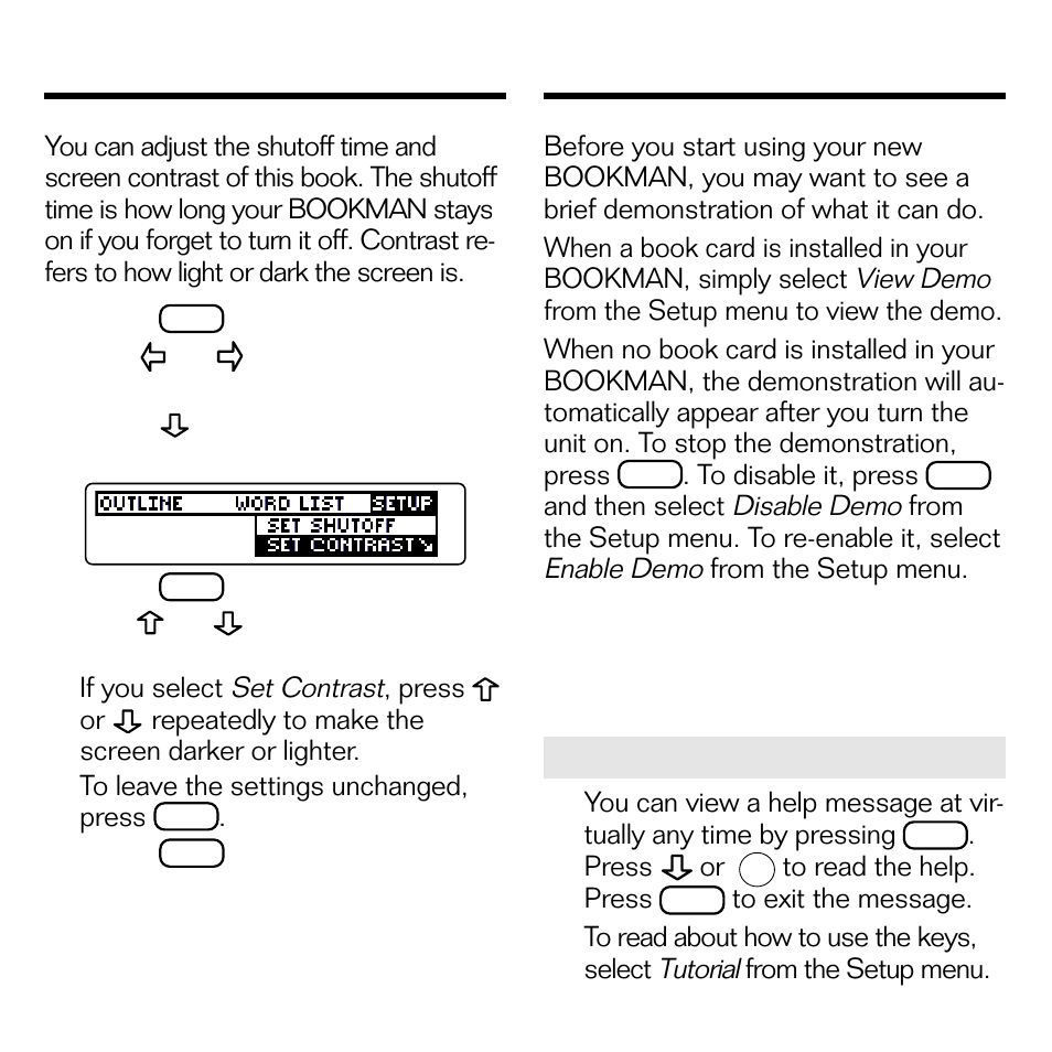 Changing the settings, Viewing a demonstration | Franklin SPEAK ENGLISH! ESL-580 User Manual | Page 8 / 20