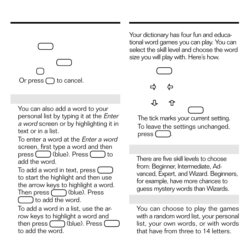 Changing games settings | Franklin DMM-440 User Manual | Page 13 / 20