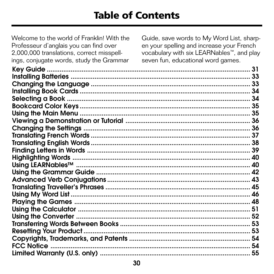 Franklin Professeur d'anglais French Professor BFQ-1440 User Manual | Page 3 / 30