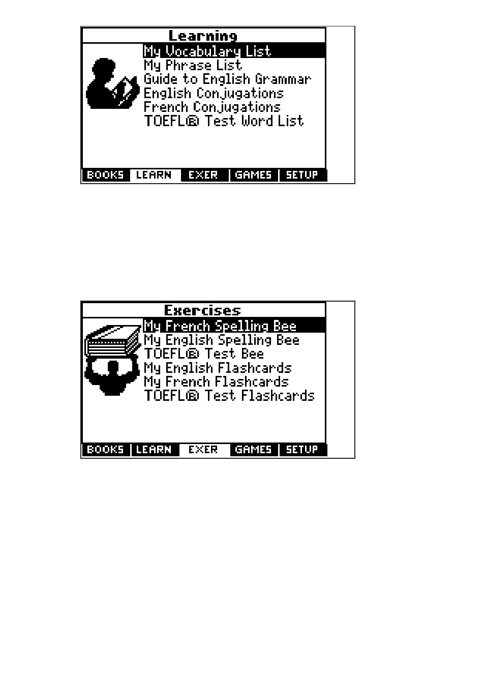 Test word list | Franklin Dictionnaire FQS-1870 User Manual | Page 21 / 98