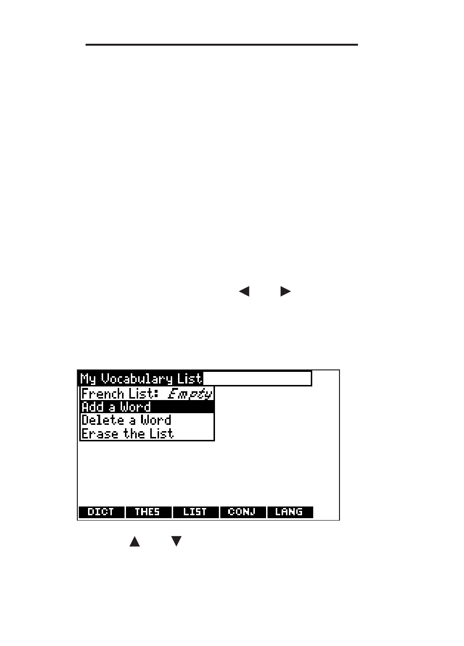 Using my vocabulary list, Adding words from the learning menu | Franklin Dictionnaire FQS-1870 User Manual | Page 43 / 98