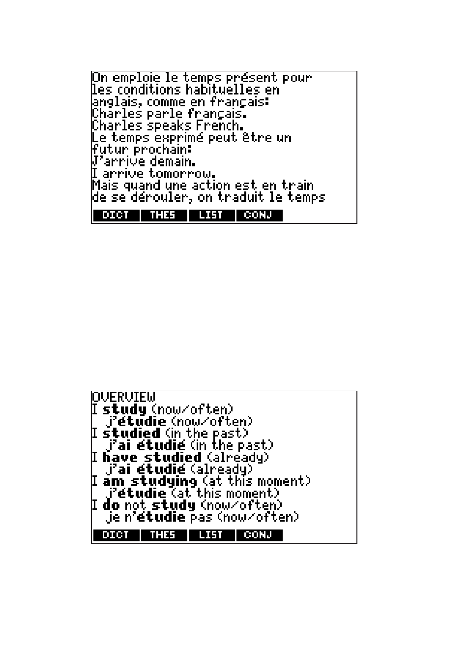 Viewing english inflections | Franklin Dictionnaire FQS-1870 User Manual | Page 61 / 98