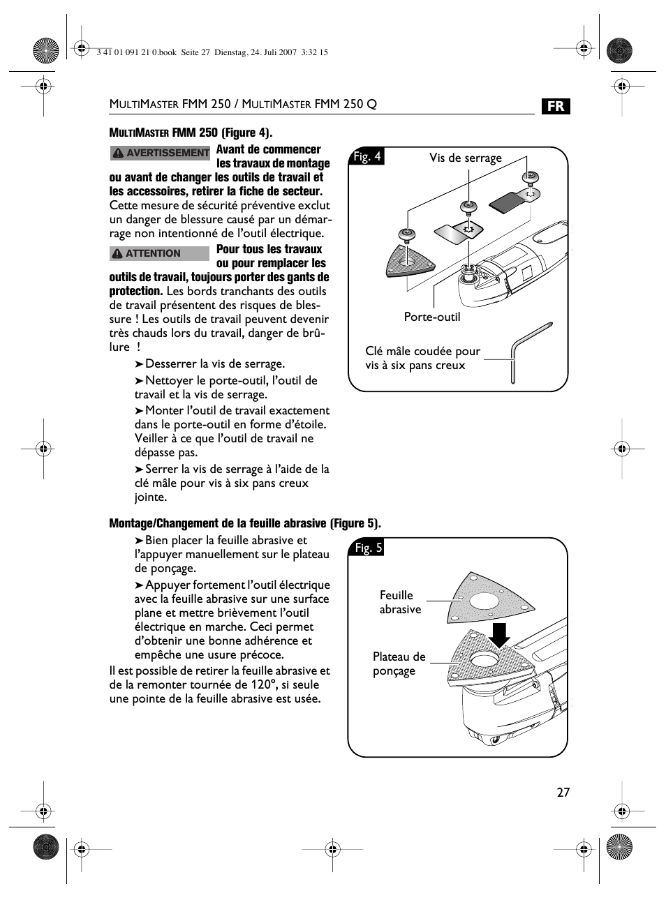 FEIN Power Tools FMM 250 User Manual | Page 27 / 44