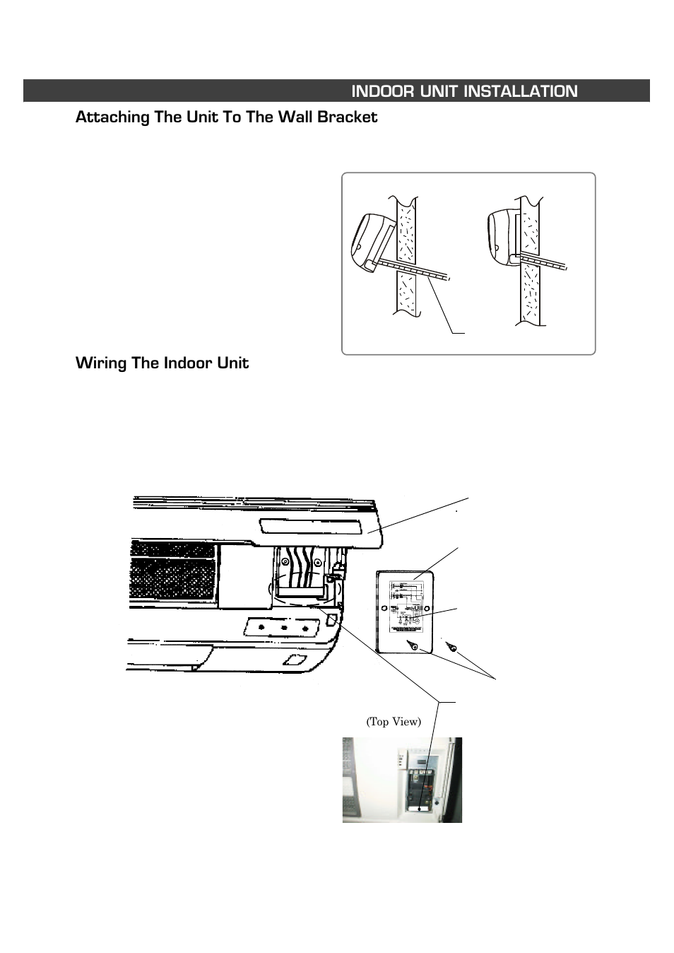 Attaching the unit to the wall bracket, Wiring the indoor unit indoor unit installation | Fedders R407C User Manual | Page 30 / 75