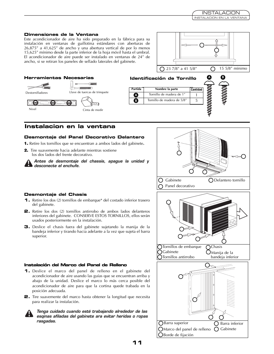 Instalacion en la ventana | Fedders AEY08F2B User Manual | Page 11 / 28
