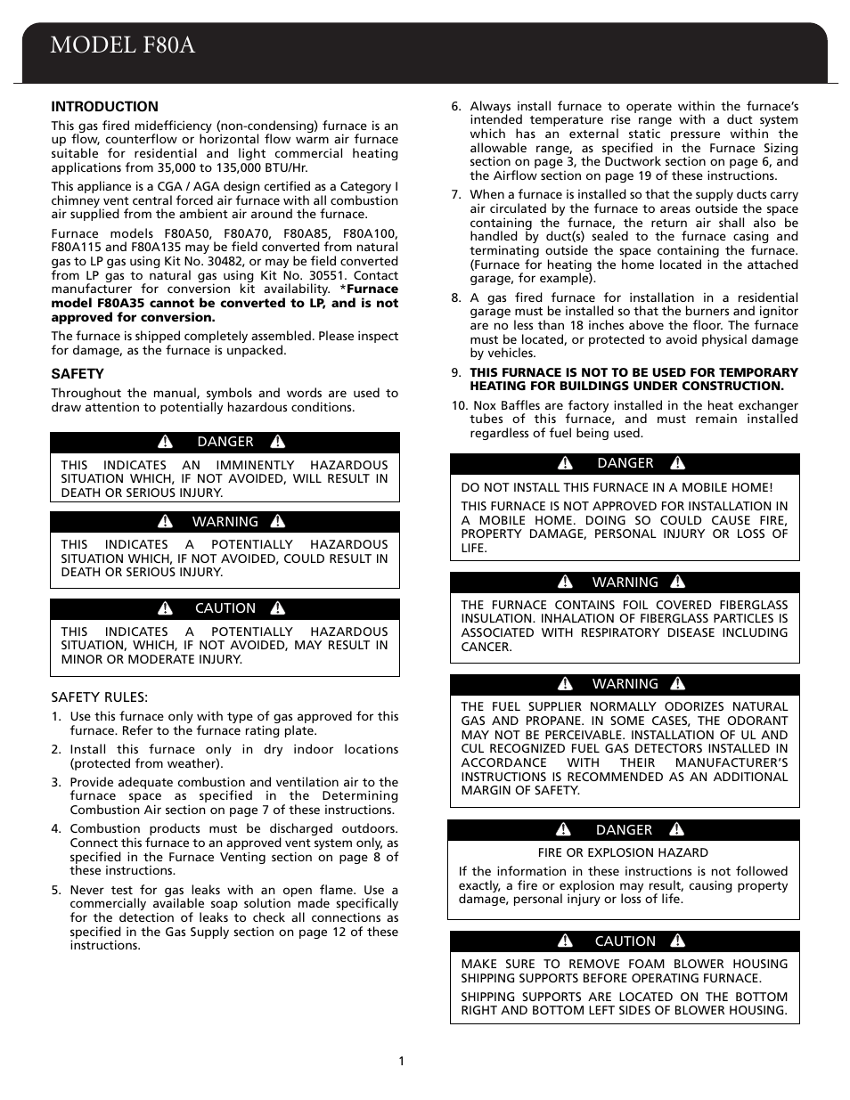 Model f80a | Fedders F80A User Manual | Page 2 / 32