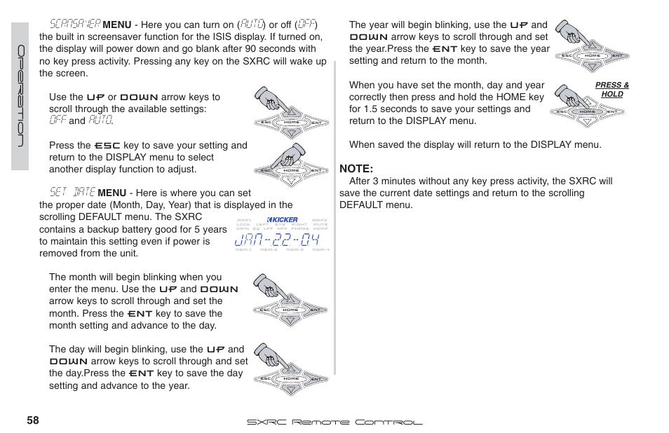 Scrnsaver, Auto, Set date | Fortinet 2 SXRC User Manual | Page 58 / 88