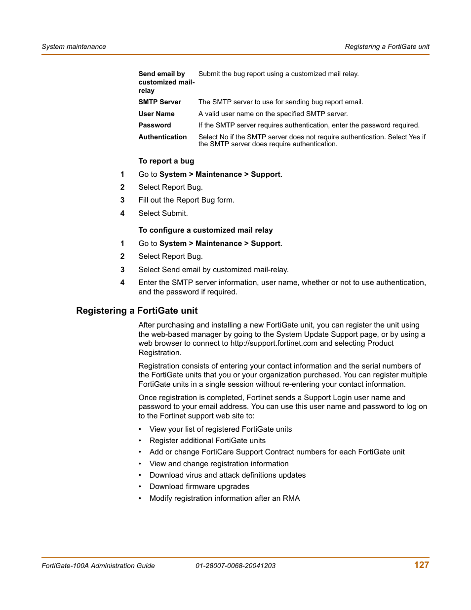 Registering a fortigate unit | Fortinet 100A User Manual | Page 127 / 374