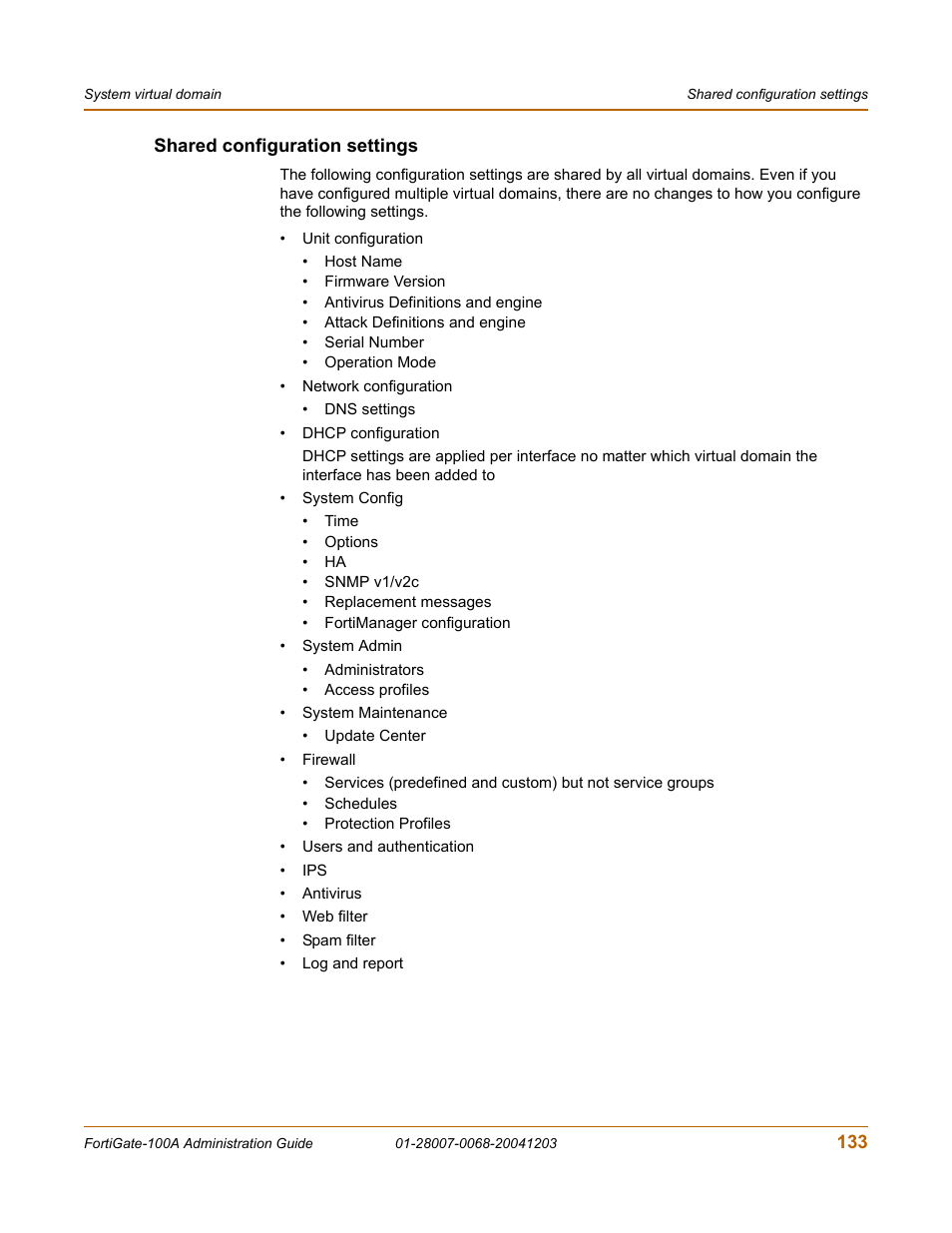 Shared configuration settings | Fortinet 100A User Manual | Page 133 / 374