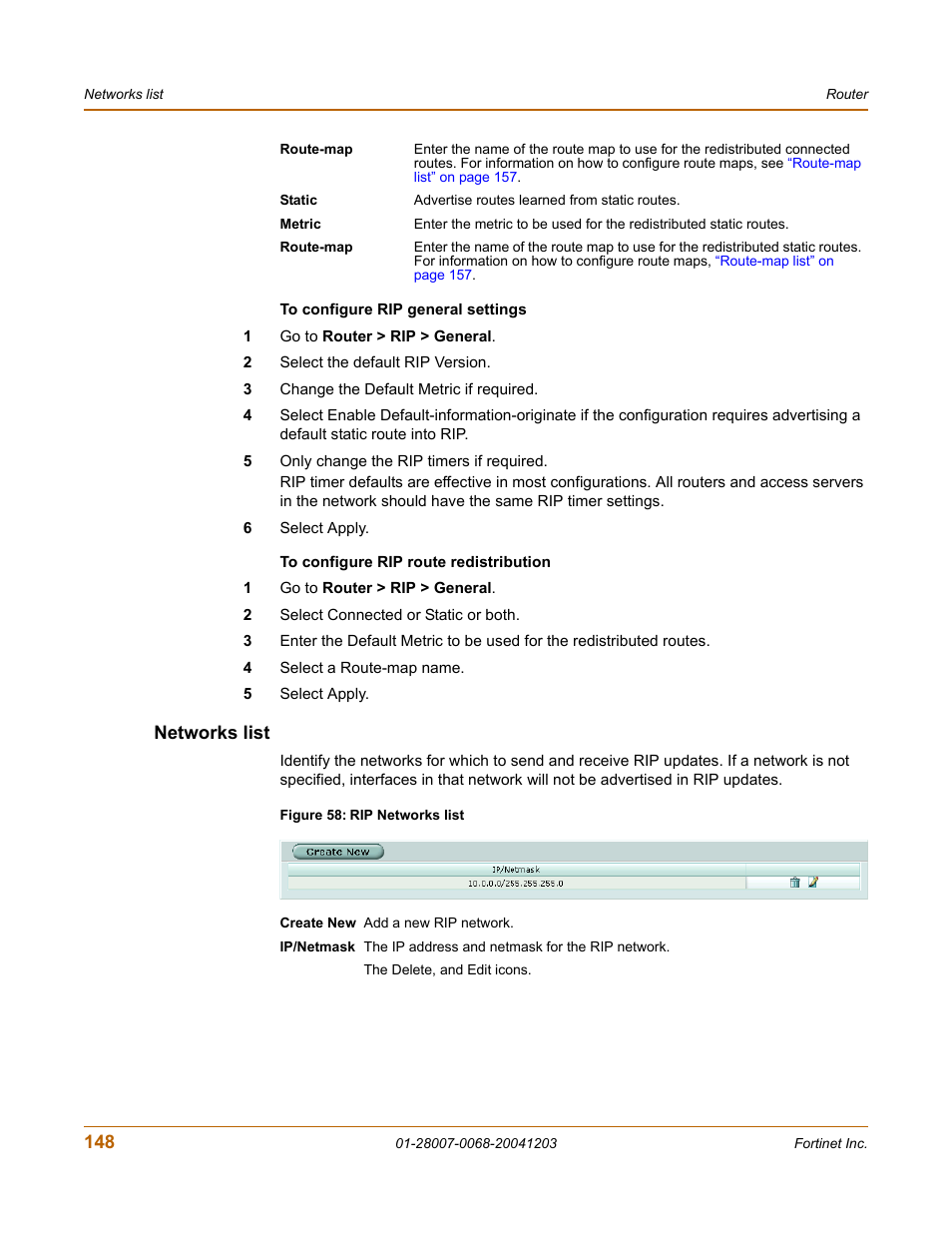 Networks list | Fortinet 100A User Manual | Page 148 / 374