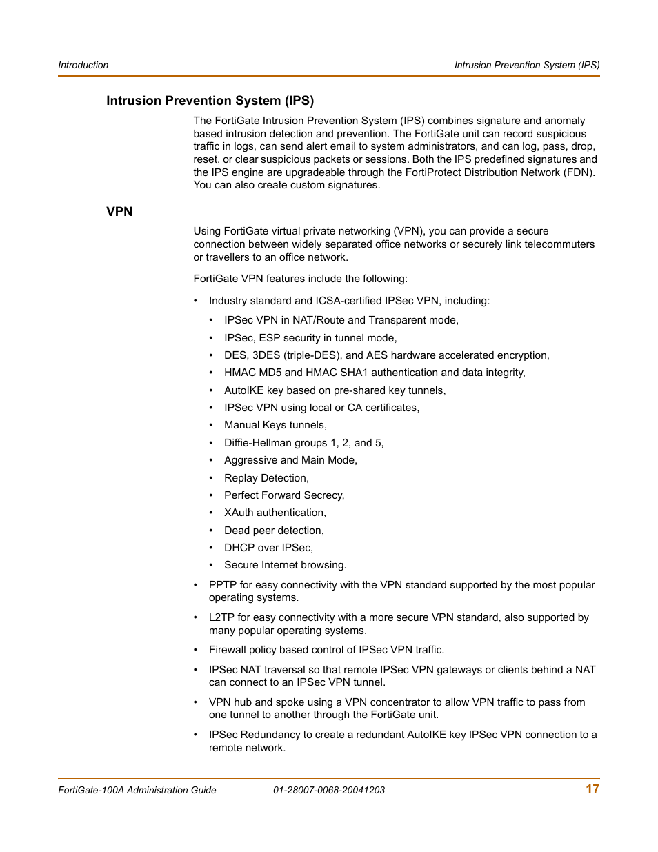 Intrusion prevention system (ips), Intrusion prevention system (ips) vpn | Fortinet 100A User Manual | Page 17 / 374