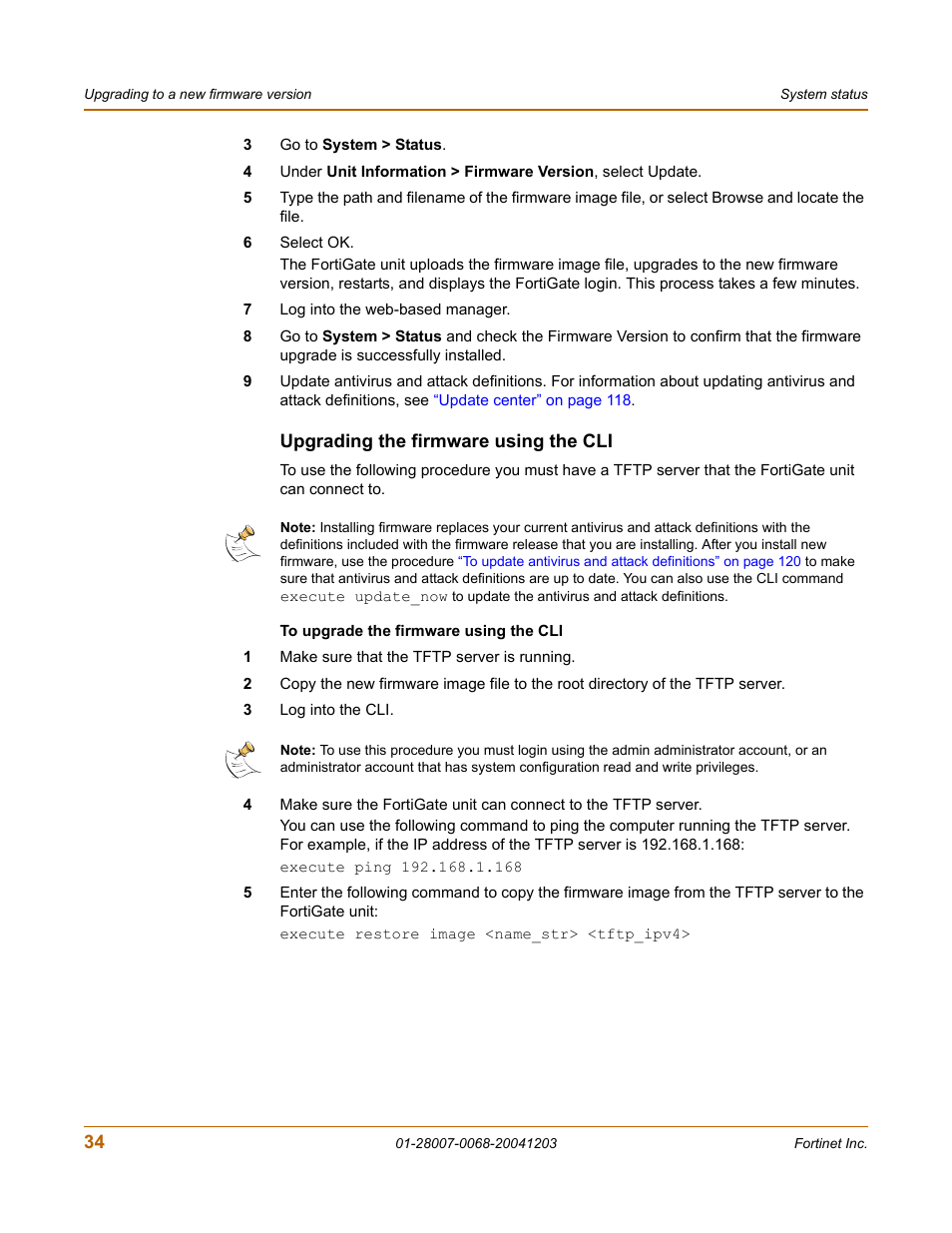 Upgrading the firmware using the cli | Fortinet 100A User Manual | Page 34 / 374