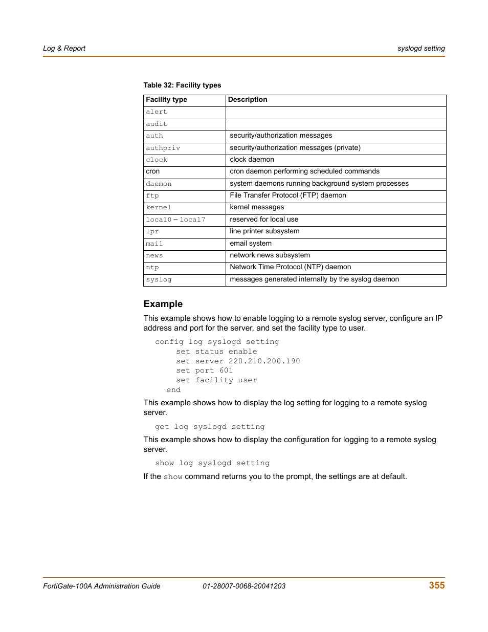 Example, 355 example | Fortinet 100A User Manual | Page 355 / 374