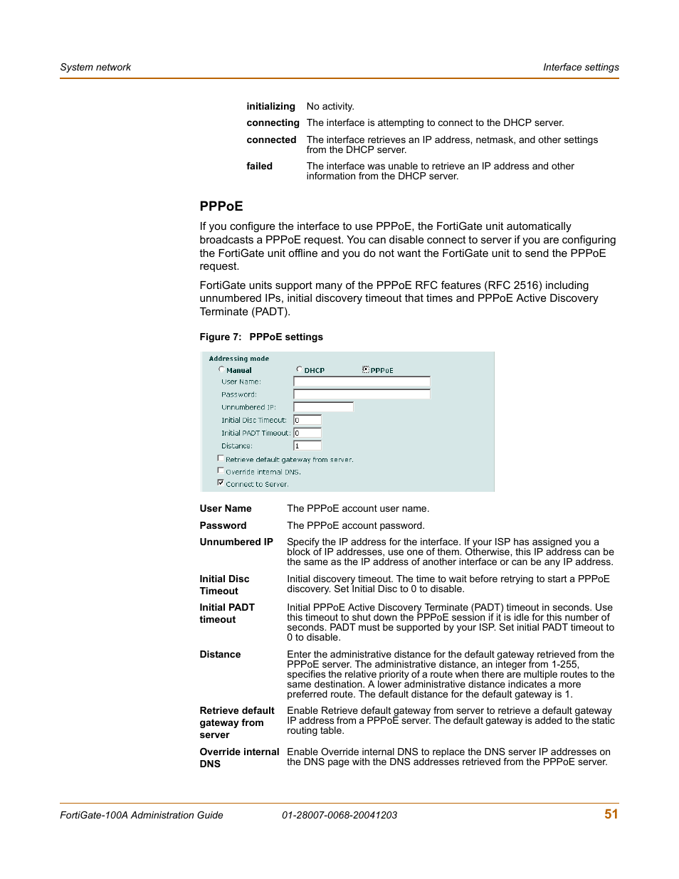 Pppoe, 51 pppoe | Fortinet 100A User Manual | Page 51 / 374