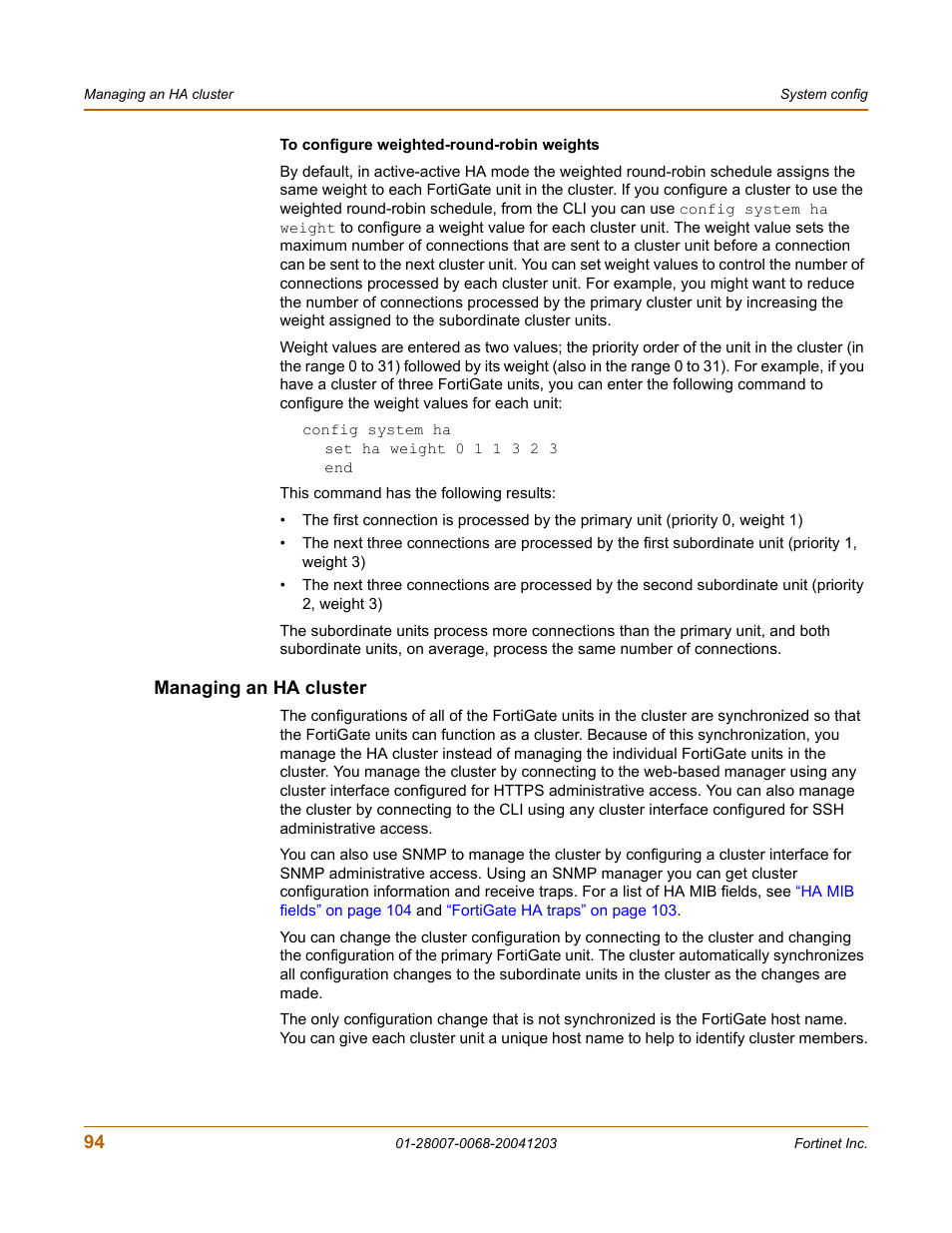 Managing an ha cluster | Fortinet 100A User Manual | Page 94 / 374