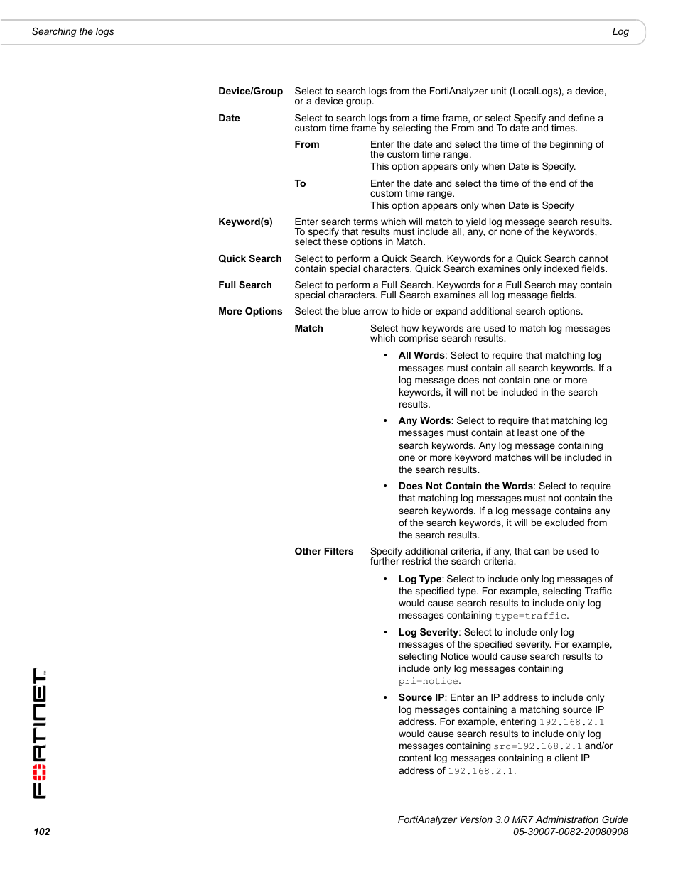 Fortinet FortiAnalyzer 3.0 MR7 User Manual | Page 102 / 234