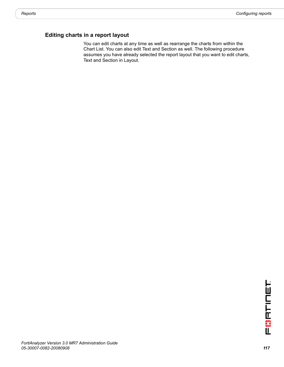 Editing charts in a report layout | Fortinet FortiAnalyzer 3.0 MR7 User Manual | Page 121 / 234
