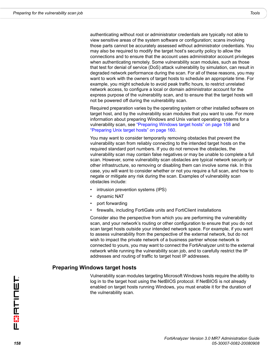 Preparing windows target hosts | Fortinet FortiAnalyzer 3.0 MR7 User Manual | Page 168 / 234