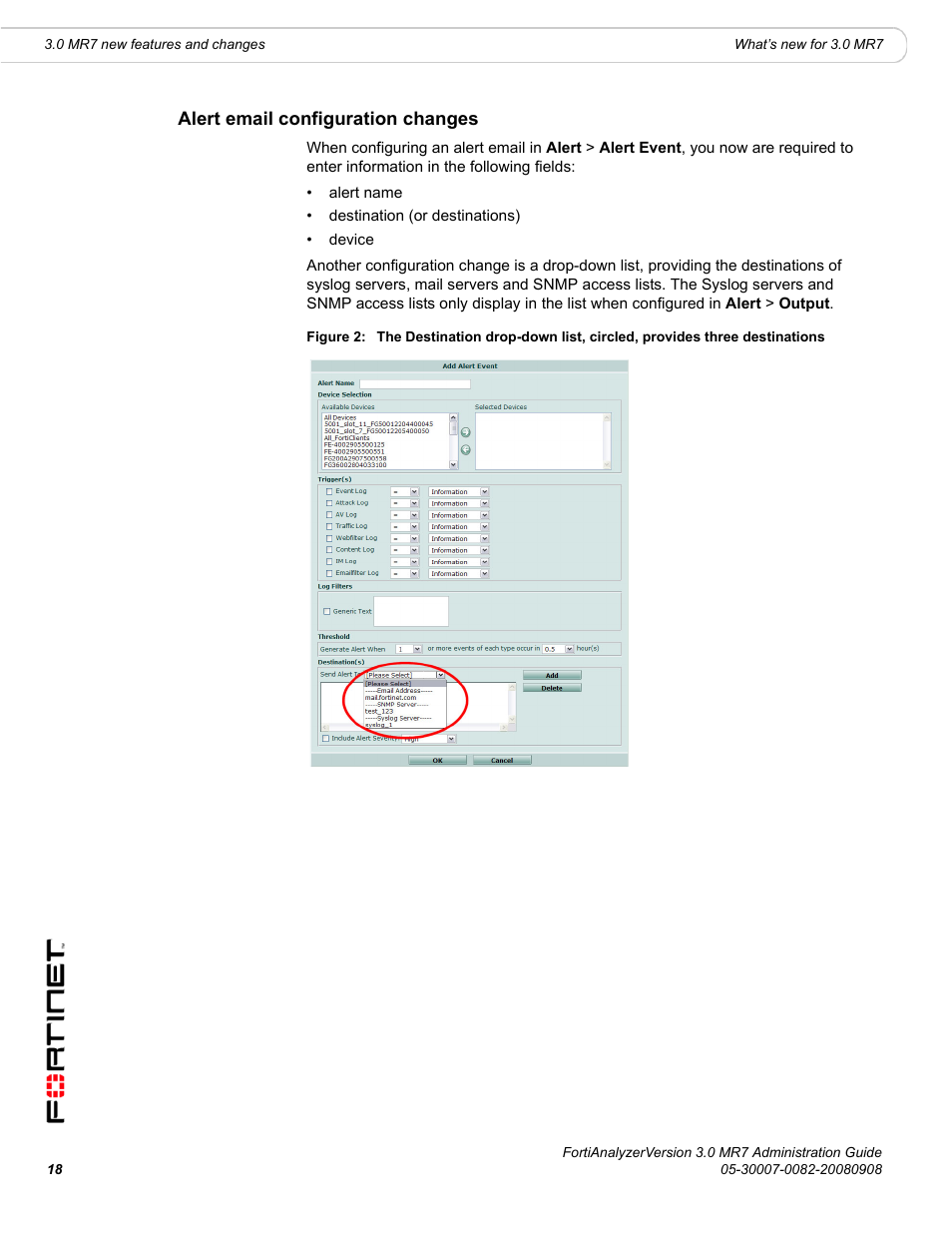 Alert email configuration changes | Fortinet FortiAnalyzer 3.0 MR7 User Manual | Page 18 / 234