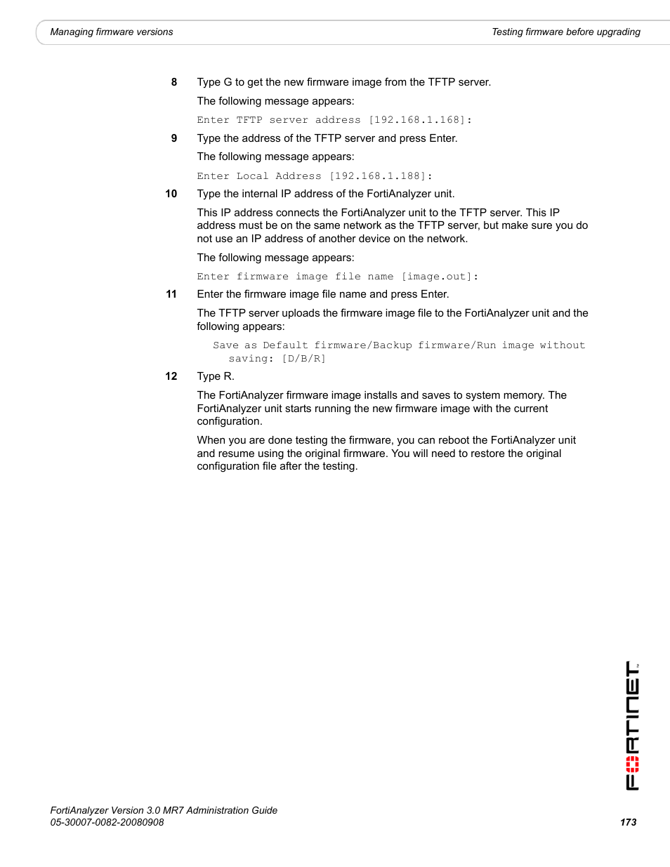 Fortinet FortiAnalyzer 3.0 MR7 User Manual | Page 185 / 234
