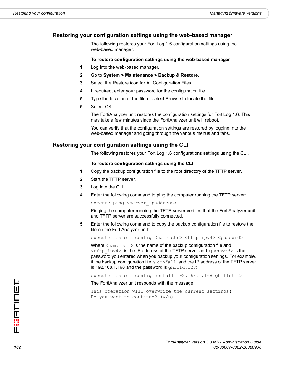 Fortinet FortiAnalyzer 3.0 MR7 User Manual | Page 194 / 234