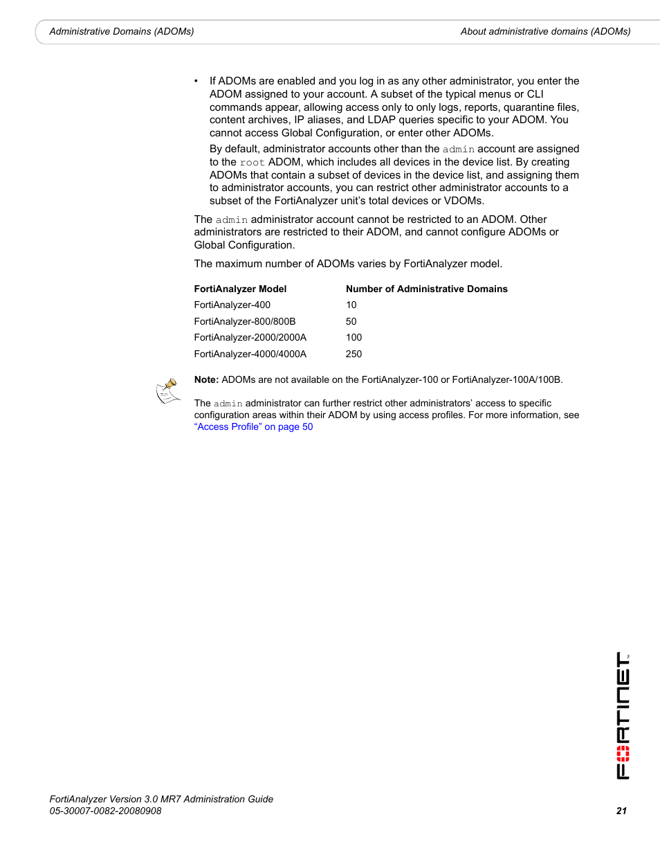 Fortinet FortiAnalyzer 3.0 MR7 User Manual | Page 21 / 234
