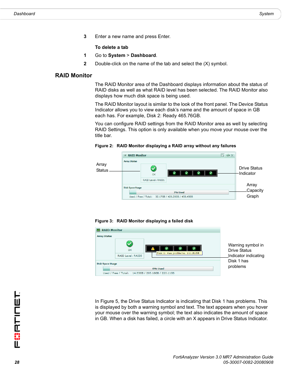 Raid monitor | Fortinet FortiAnalyzer 3.0 MR7 User Manual | Page 28 / 234