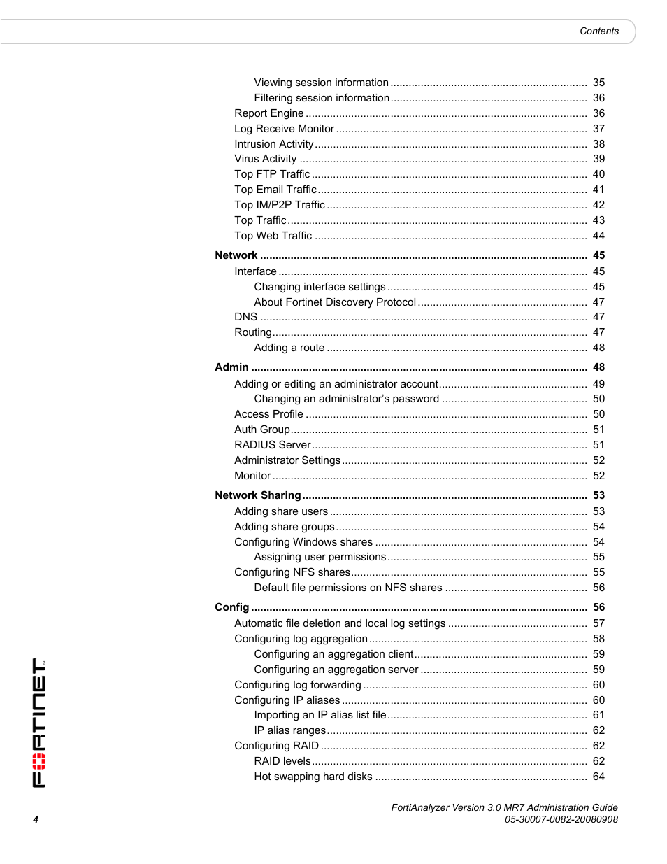 Fortinet FortiAnalyzer 3.0 MR7 User Manual | Page 4 / 234