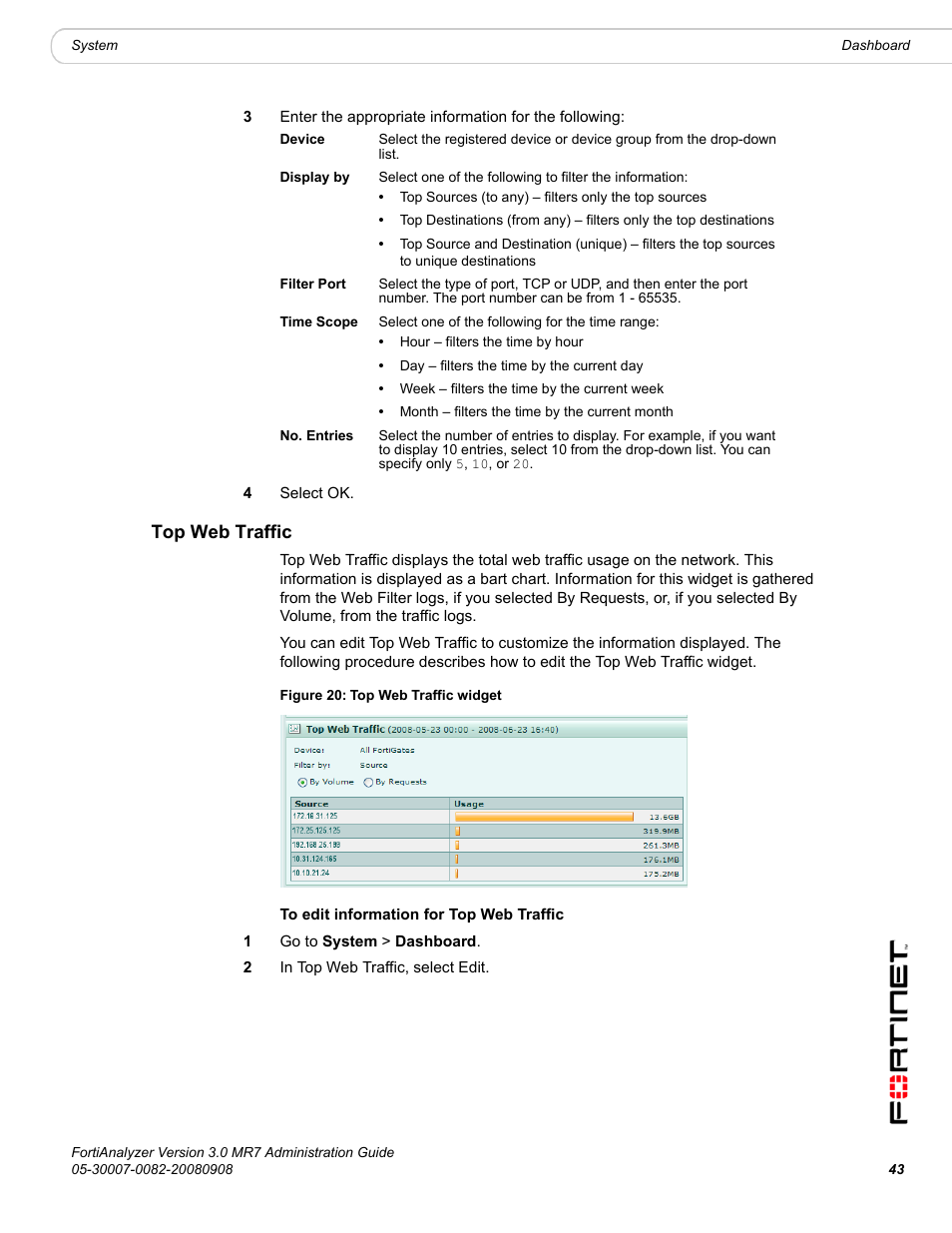 Top web traffic | Fortinet FortiAnalyzer 3.0 MR7 User Manual | Page 43 / 234