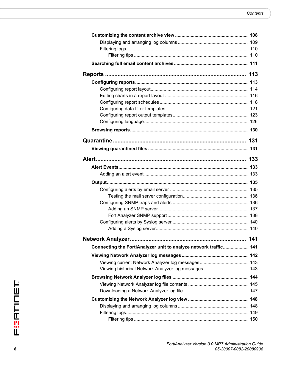 Fortinet FortiAnalyzer 3.0 MR7 User Manual | Page 6 / 234