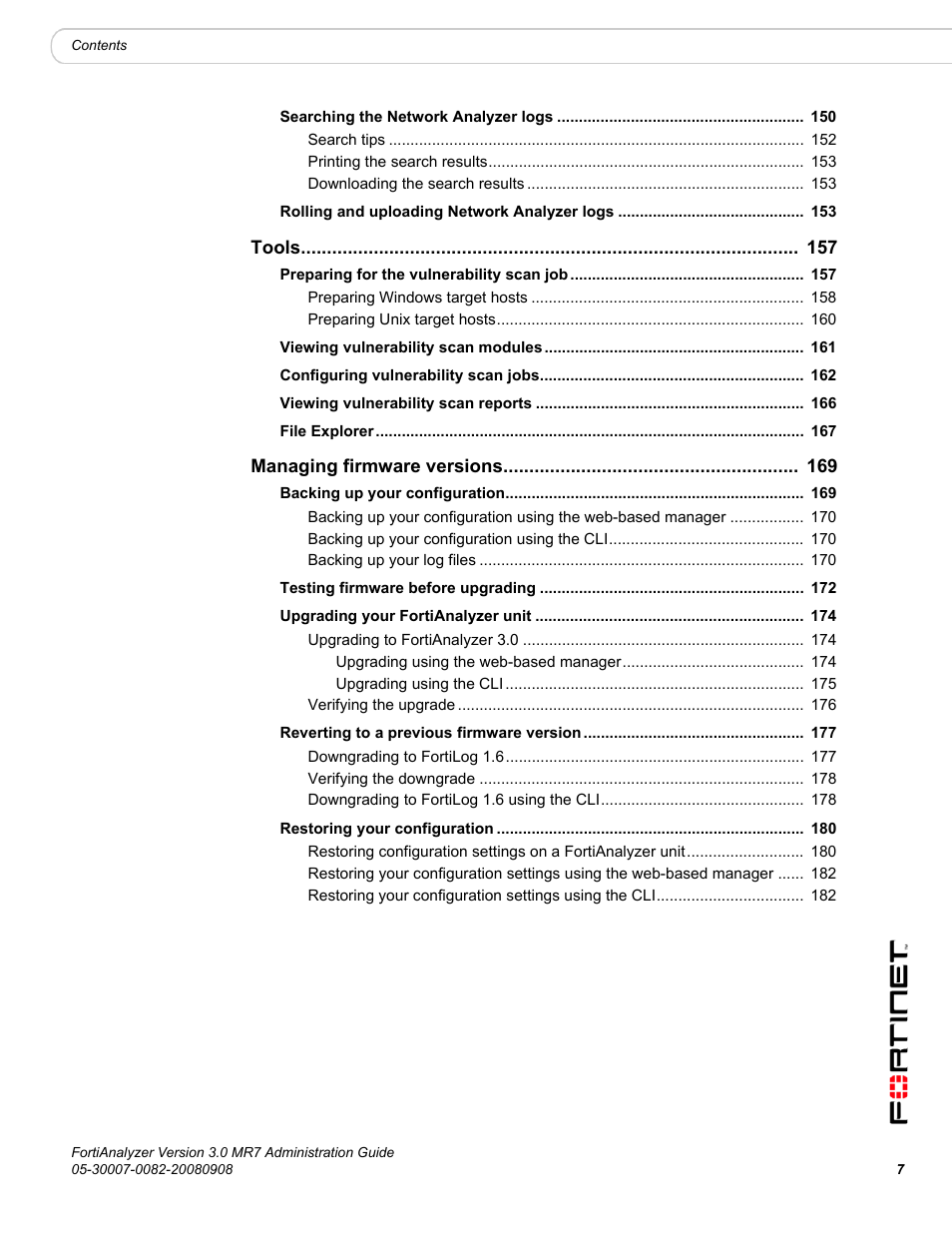 Fortinet FortiAnalyzer 3.0 MR7 User Manual | Page 7 / 234