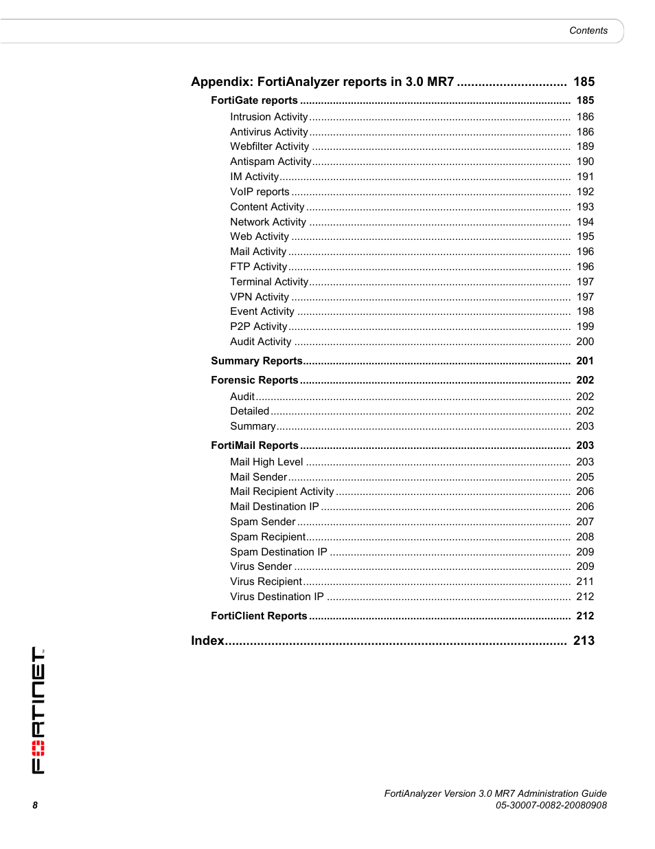 Fortinet FortiAnalyzer 3.0 MR7 User Manual | Page 8 / 234