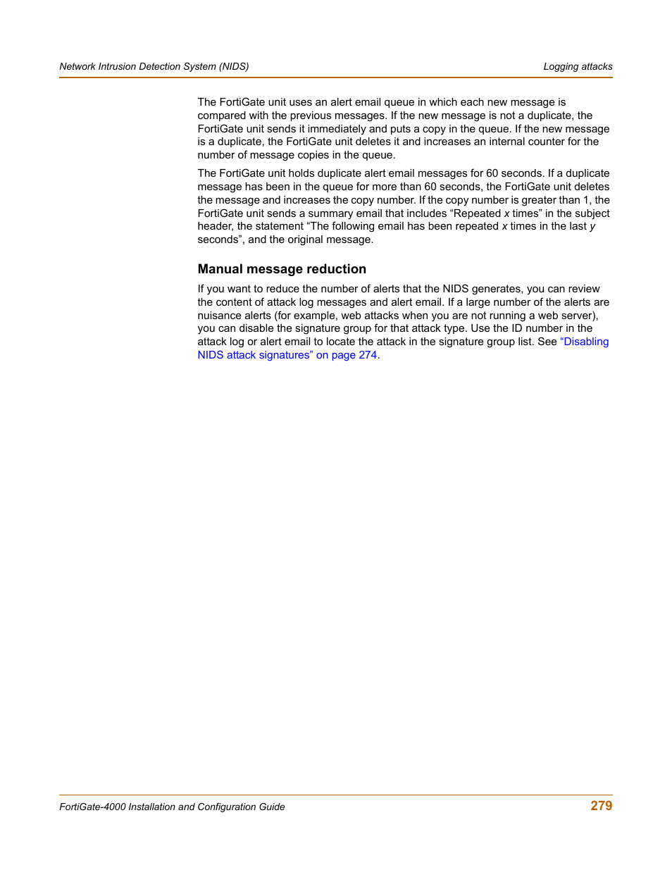 Manual message reduction | Fortinet FortiGate 4000 User Manual | Page 279 / 332