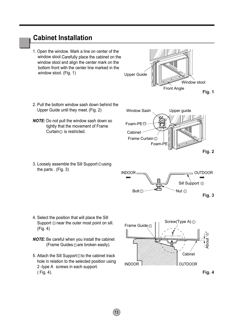 Cabinet installation | Friedrich CP06 User Manual | Page 14 / 59
