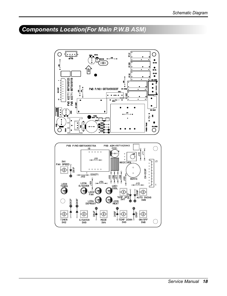 Components location(for main p.w.b asm) | Friedrich CP06E10 User Manual | Page 18 / 30