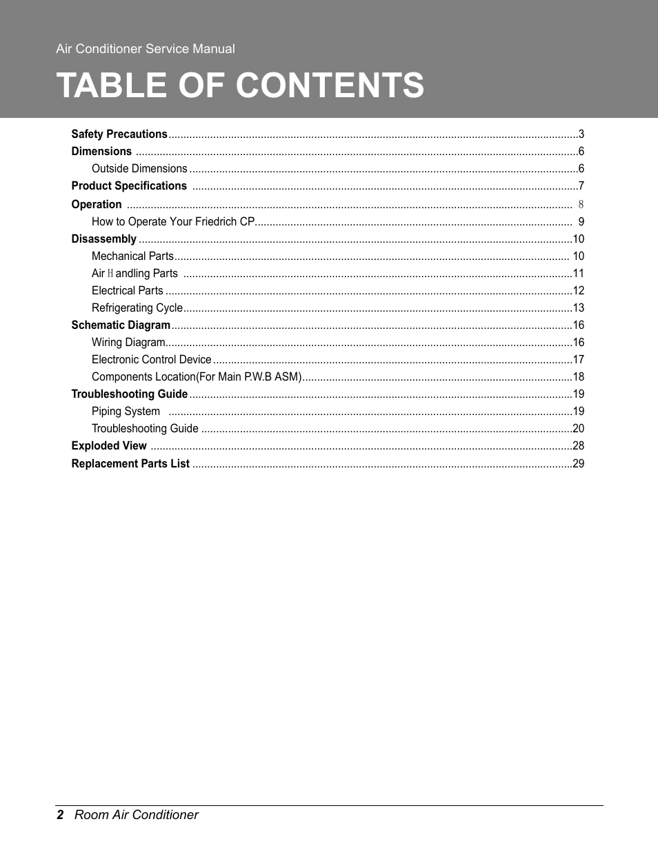 Friedrich CP06E10 User Manual | Page 2 / 30