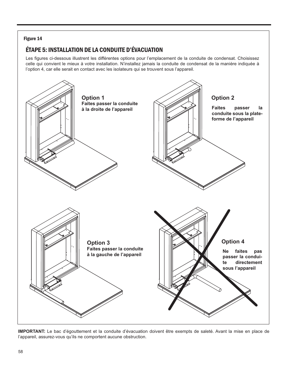 Étape 5: installation de la conduite d’évacuation | Friedrich 24,000 BTU/h User Manual | Page 60 / 72