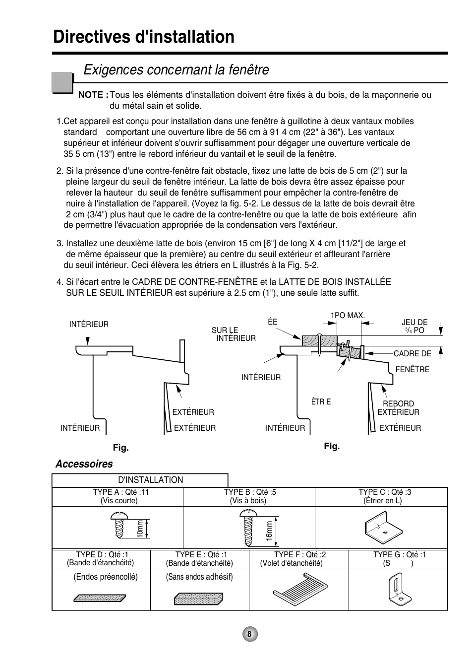 Directives d'installation, Exigen c es con c ernant la fenêtre nêtre | Friedrich ZStar User Manual | Page 24 / 43