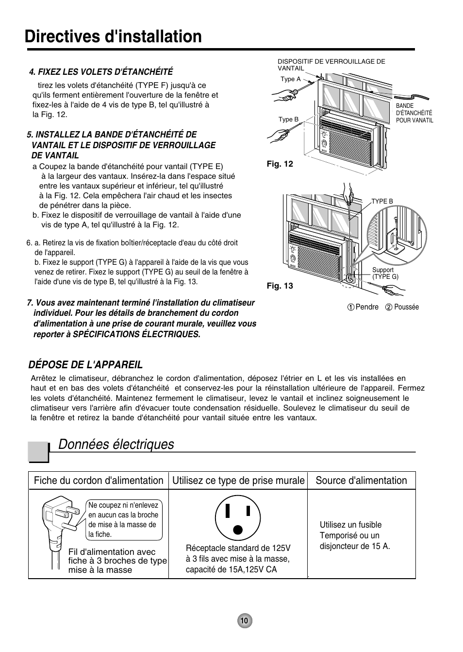 Directives d'installation, Données électriques | Friedrich ZStar User Manual | Page 26 / 43