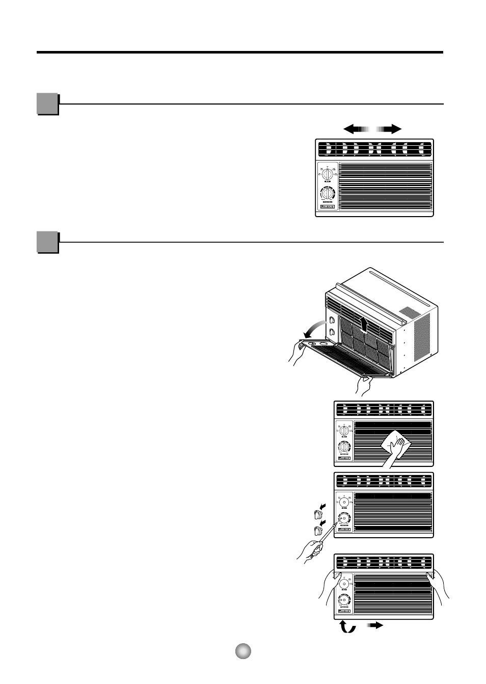 How to operate your friedrich zstar, Care and maintenance air direction, Cleaning the air conditioner | Removing the front grille | Friedrich ZStar User Manual | Page 8 / 43