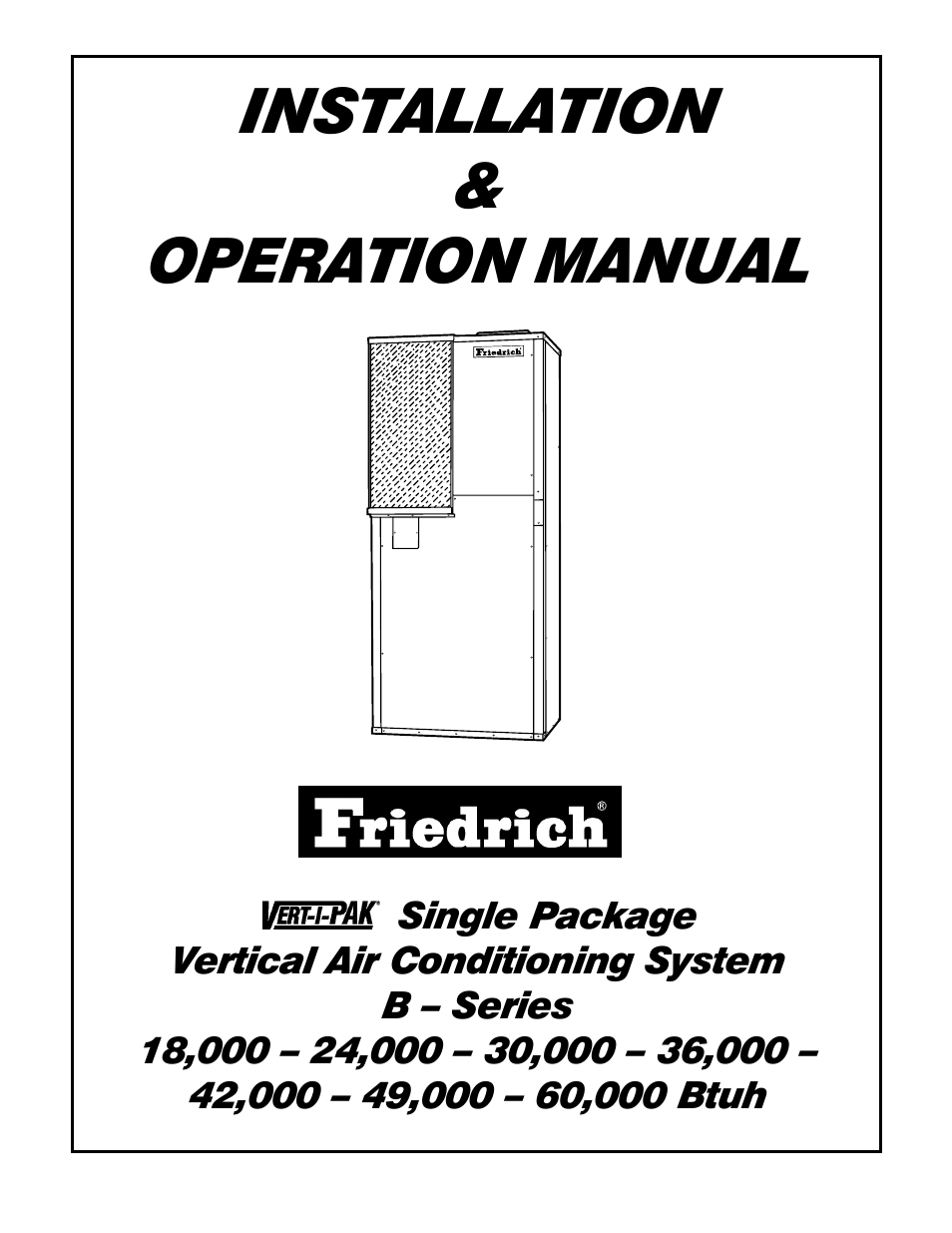 Friedrich 18000 B User Manual | 20 pages